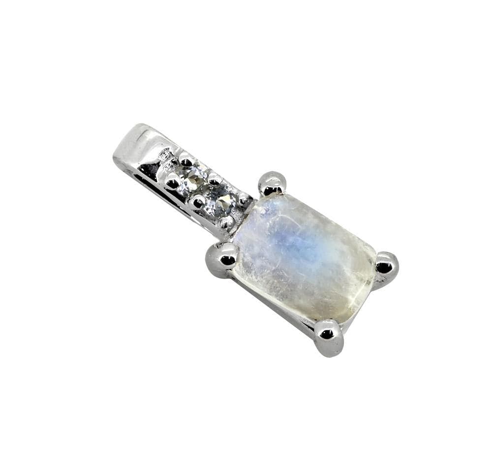 0.58 Ct Moonstone White Zircon 925 Sterling Silver Chain Pendant Jewelry - YoTreasure