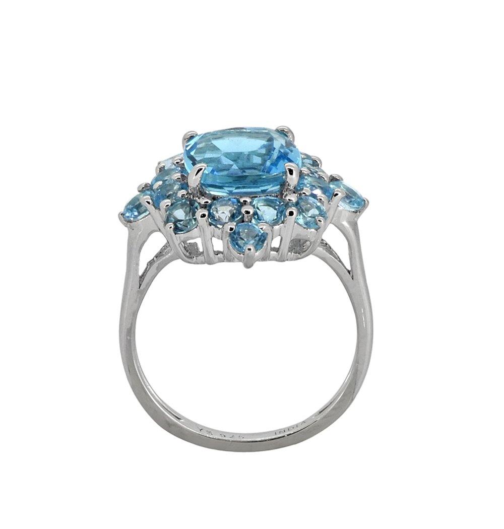 5.40 Cts. Swiss Blue Topaz Solid 925 Sterling Silver Cluster Ring Jewelry - YoTreasure