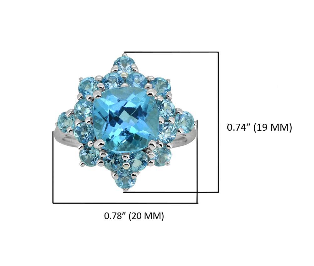 5.40 Cts. Swiss Blue Topaz Solid 925 Sterling Silver Cluster Ring Jewelry - YoTreasure