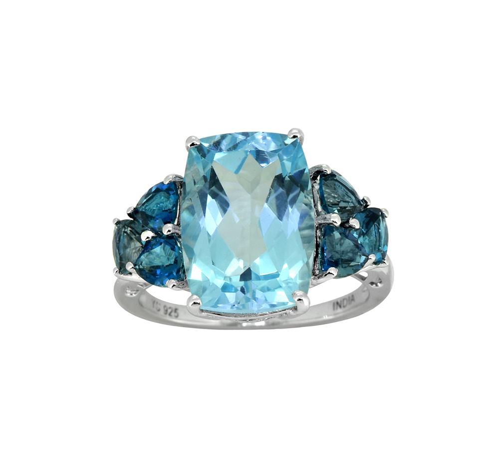 7.30 Ct. Blue Topaz Solid 925 Sterling Silver Ring Jewelry - YoTreasure