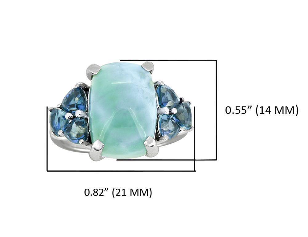 7.30 Ct. Natural Larimar London Blue Topaz Solid 925 Sterling Silver Ring Jewelry - YoTreasure