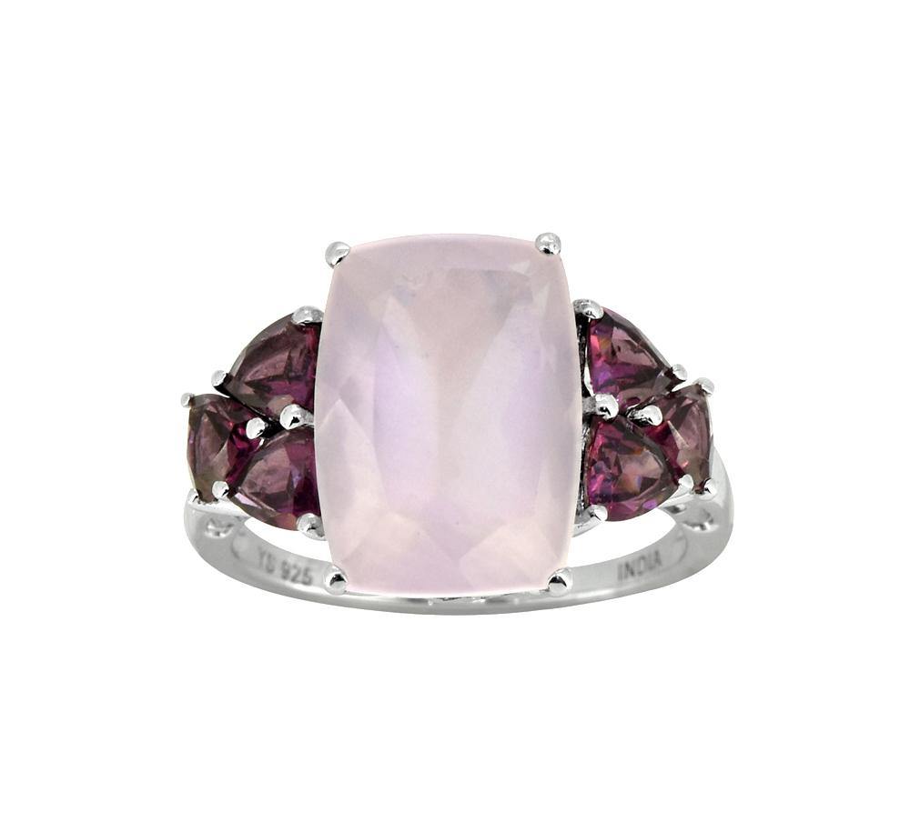 7.30 Ct. Rose Quartz Rhodolite Solid 925 Sterling Silver Ring Jewelry - YoTreasure