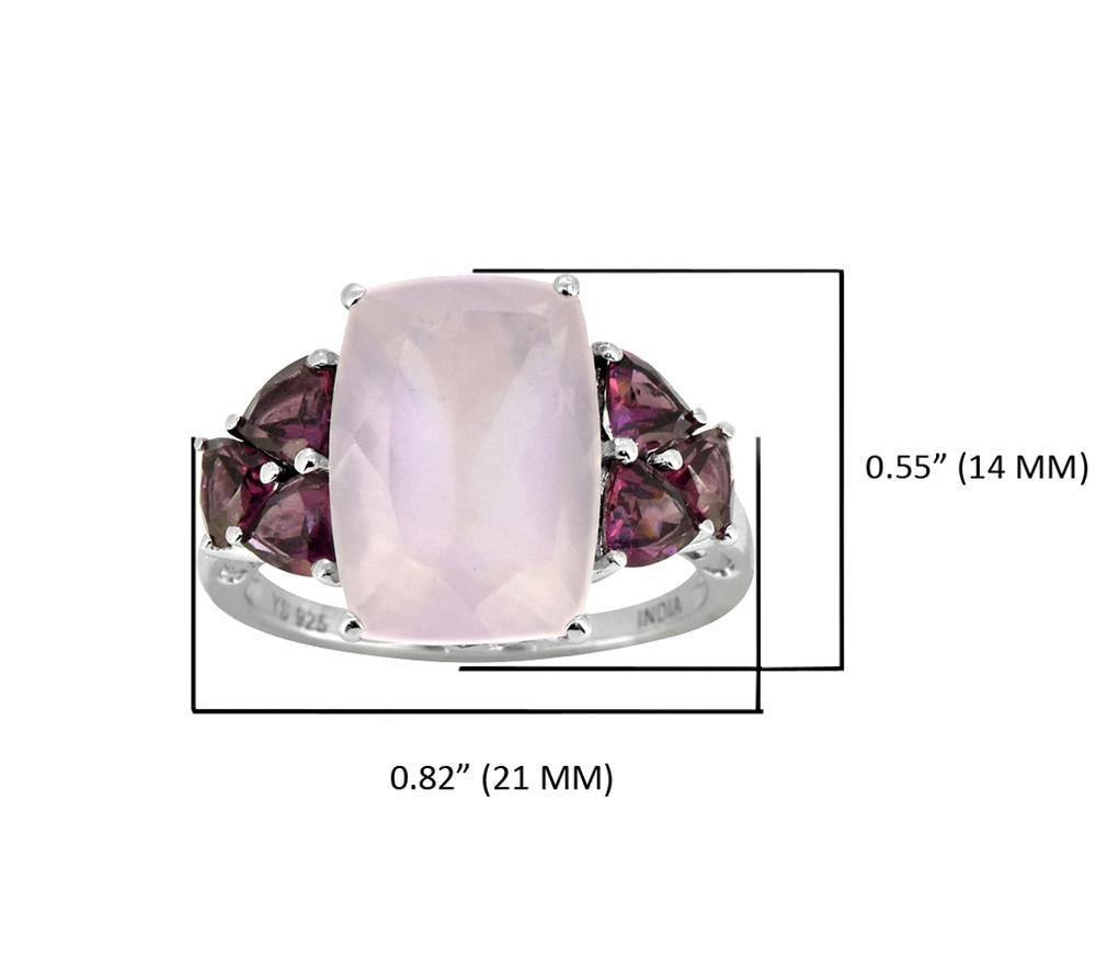 7.30 Ct. Rose Quartz Rhodolite Solid 925 Sterling Silver Ring Jewelry - YoTreasure