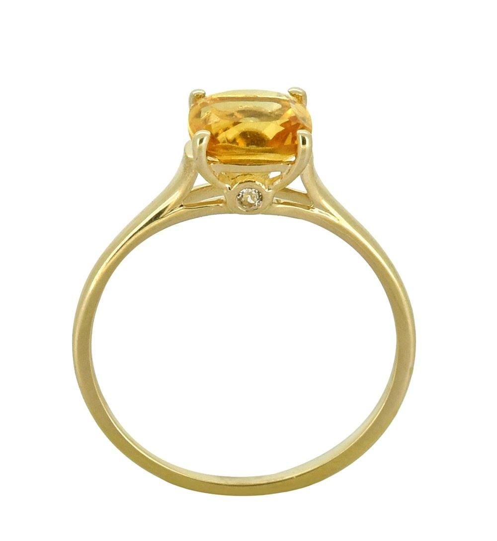 Citrine White Topaz Solid 10K Yellow Gold Gemstone Ring - YoTreasure
