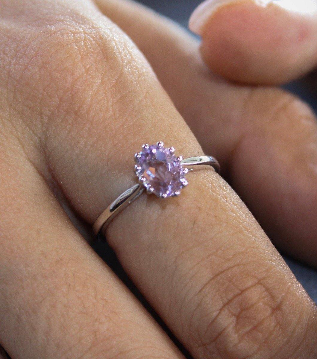 0.90 Ct. Pink Amethyst Solid 925 Sterling Silver Ring Jewelry - YoTreasure