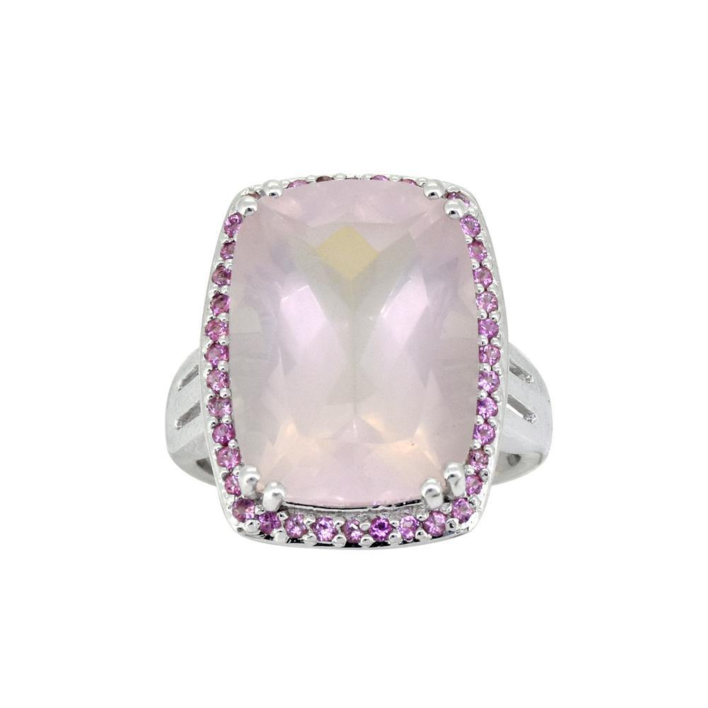 13.30 Ct Rose Quartz Pink Tourmaline Solid 925 Sterling Silver Ring Jewelry - YoTreasure