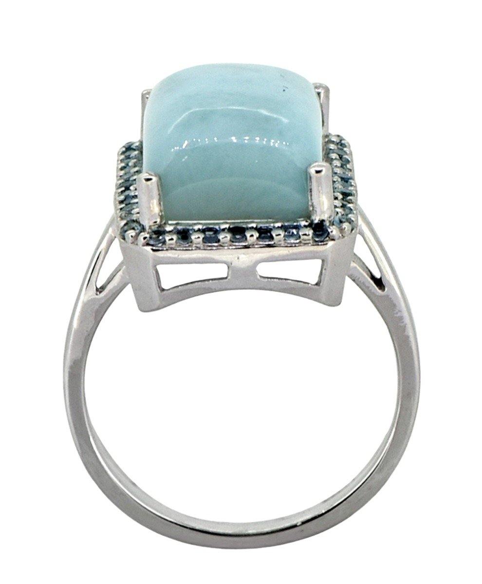 11.79 Ct. Larimar London Blue Topaz Solid 925 Sterling Silver Ring Jewelry - YoTreasure
