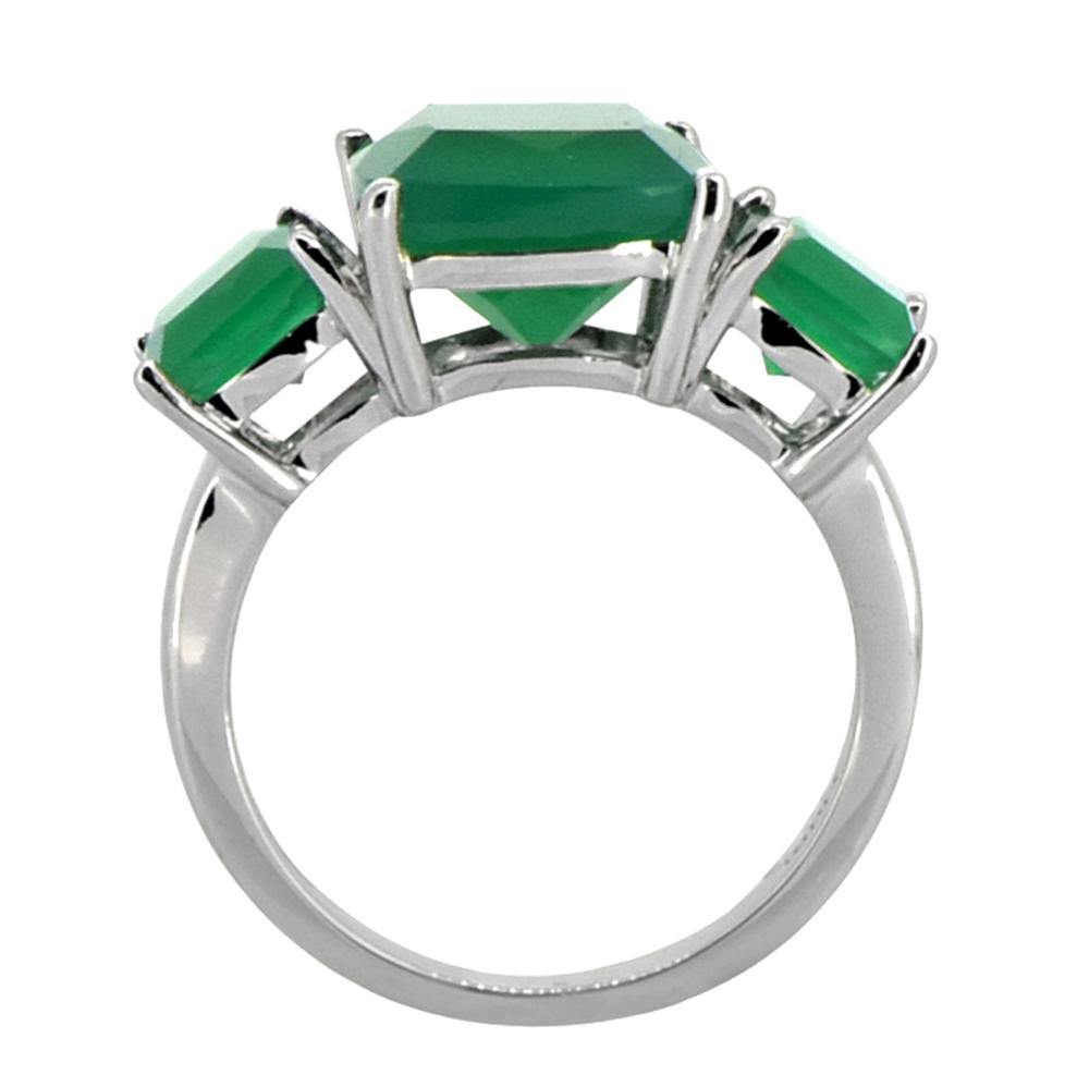 5.85 Ct. Green Onyx Solid 925 Sterling Silver Ring Jewelry - YoTreasure