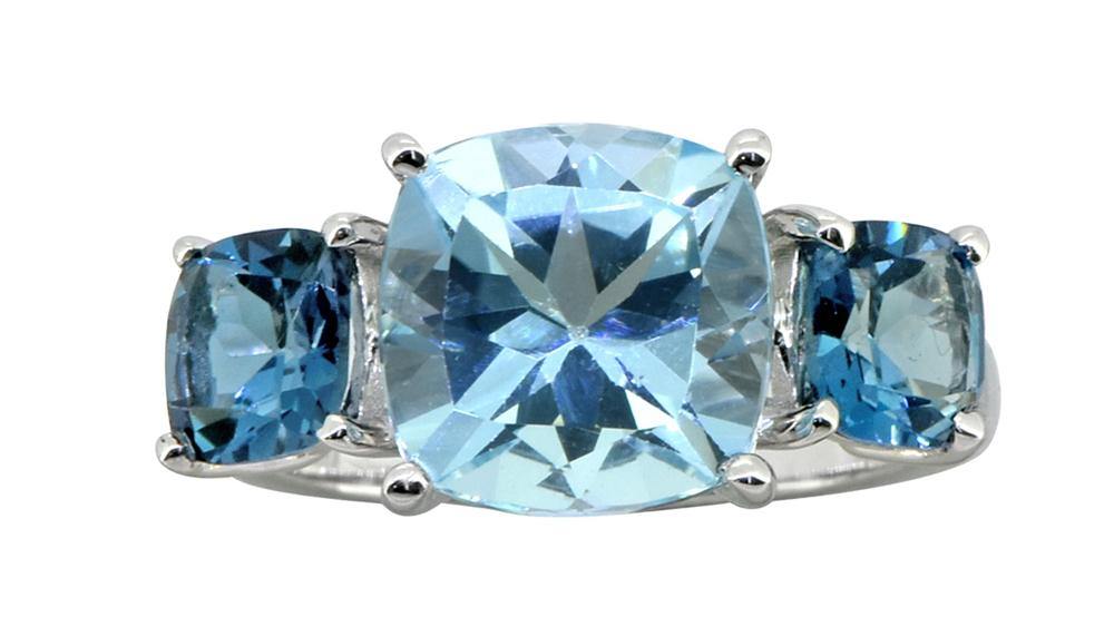 6.77 Ct. Sky Blue Topaz & London Topaz Solid 925 Sterling Silver Engagement Ring Jewelry - YoTreasure