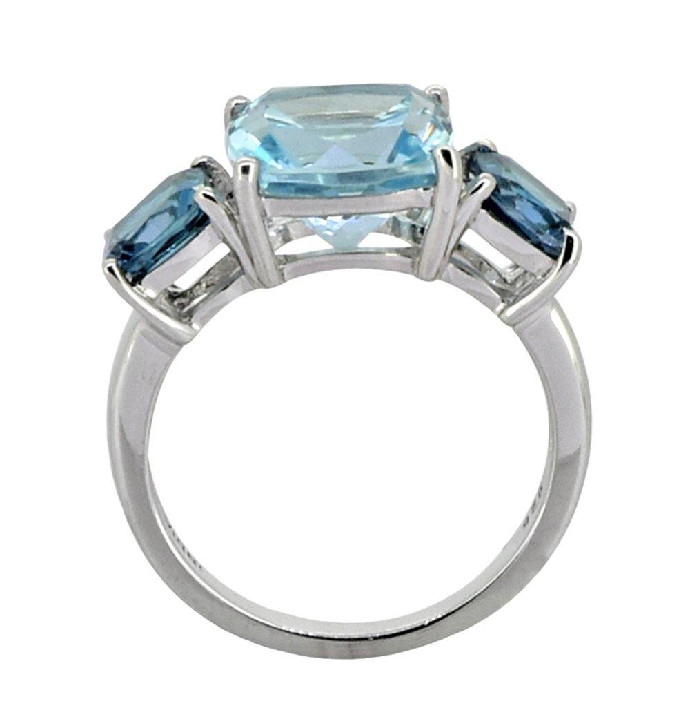 6.77 Ct. Sky Blue Topaz & London Topaz Solid 925 Sterling Silver Engagement Ring Jewelry - YoTreasure