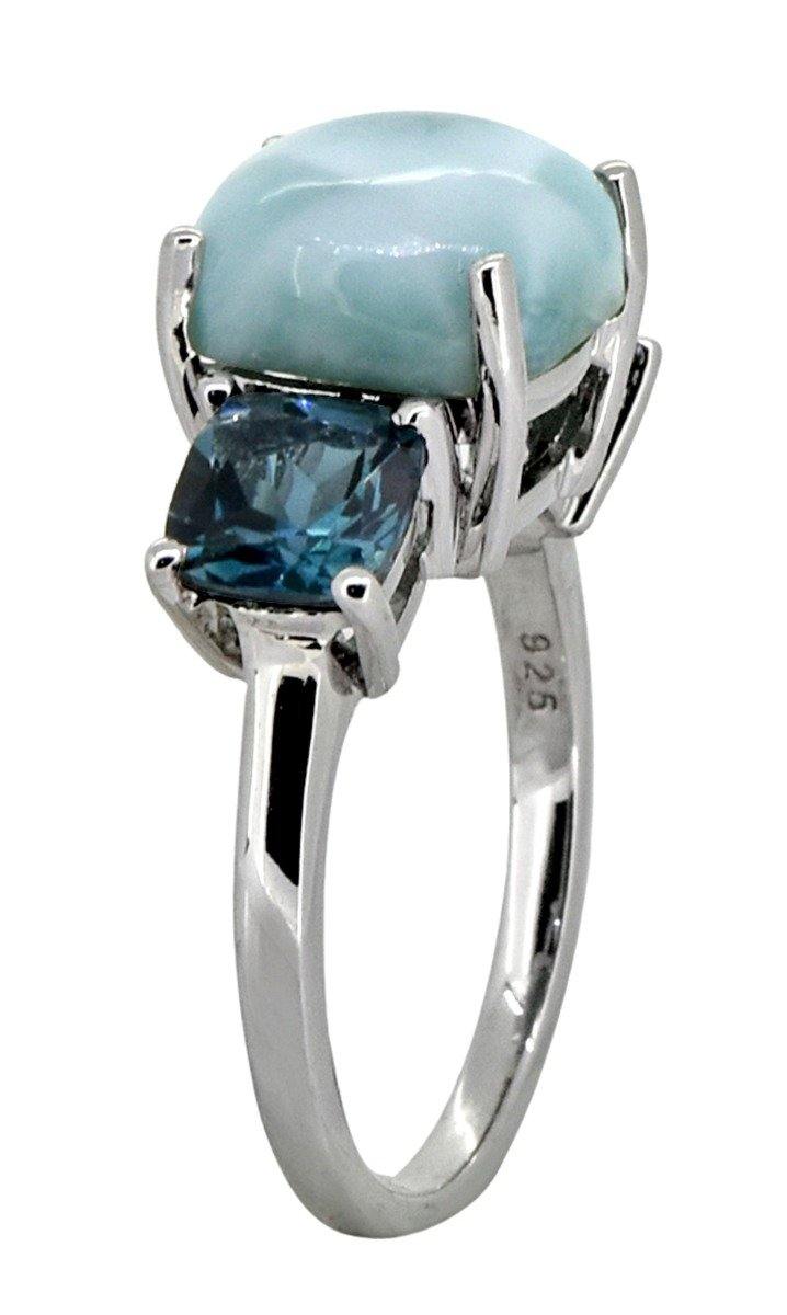 7.37 Ct. Larimar London Blue Topaz Solid 925 Sterling Silver Ring Jewelry - YoTreasure