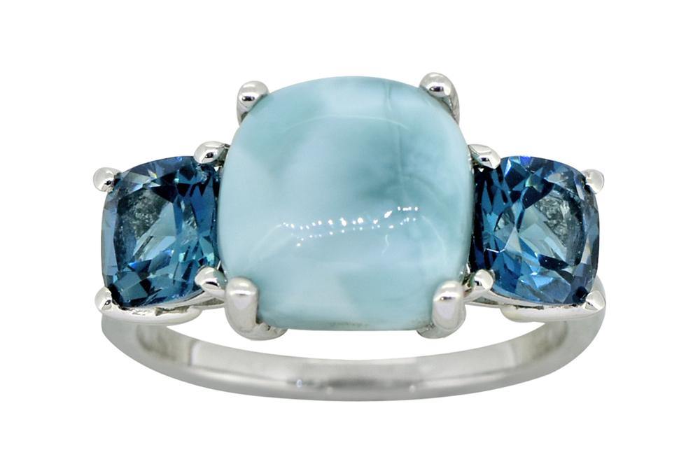 7.37 Ct. Larimar London Blue Topaz Solid 925 Sterling Silver Ring Jewelry - YoTreasure