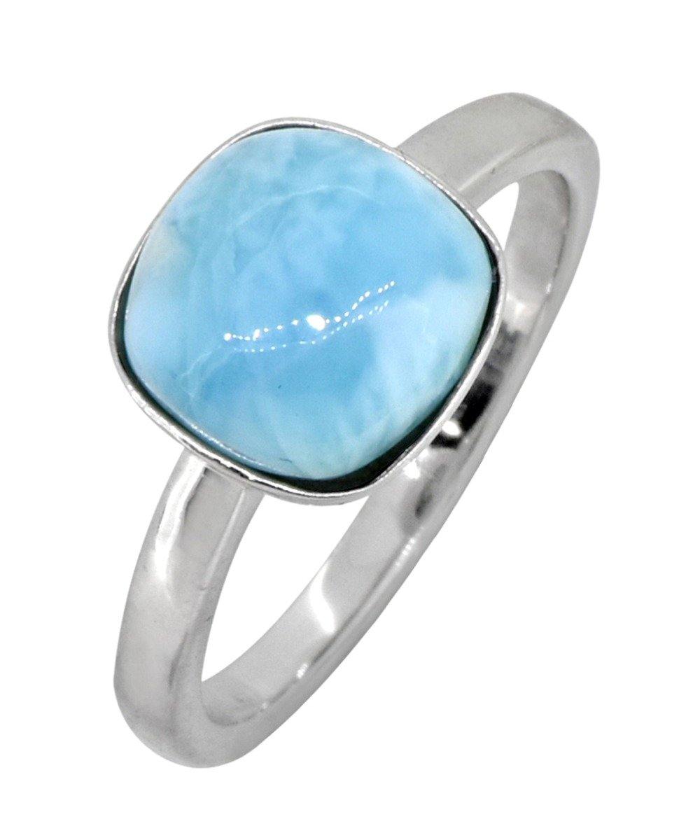 3.94 Ct Larimar Solid 925 Sterling Silver Ring Jewelry - YoTreasure