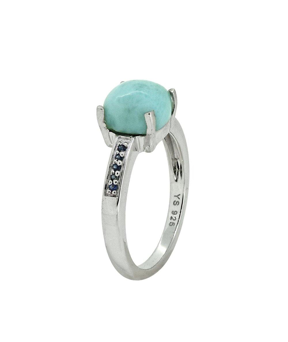 2.90 Ct. Larimar Blue Sapphire Solid 925 Sterling Silver Ring Jewelry - YoTreasure