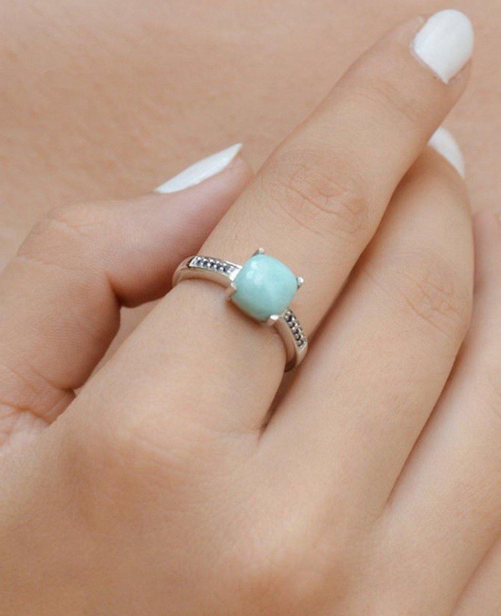 2.90 Ct. Larimar Blue Sapphire Solid 925 Sterling Silver Ring Jewelry - YoTreasure