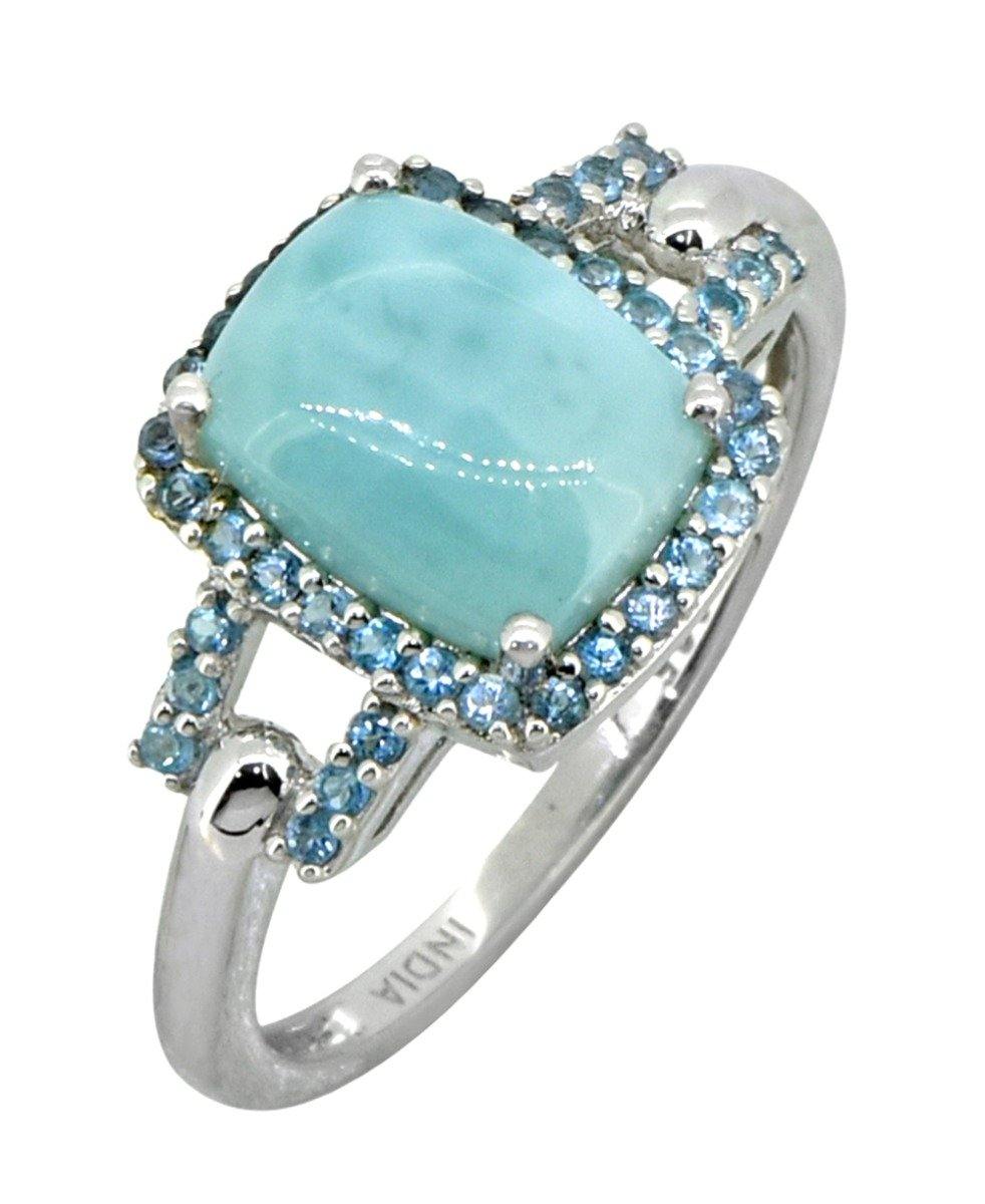 2.83 Cts. Larimar Blue Topaz Solid 925 Sterling Silver Ring Jewelry - YoTreasure