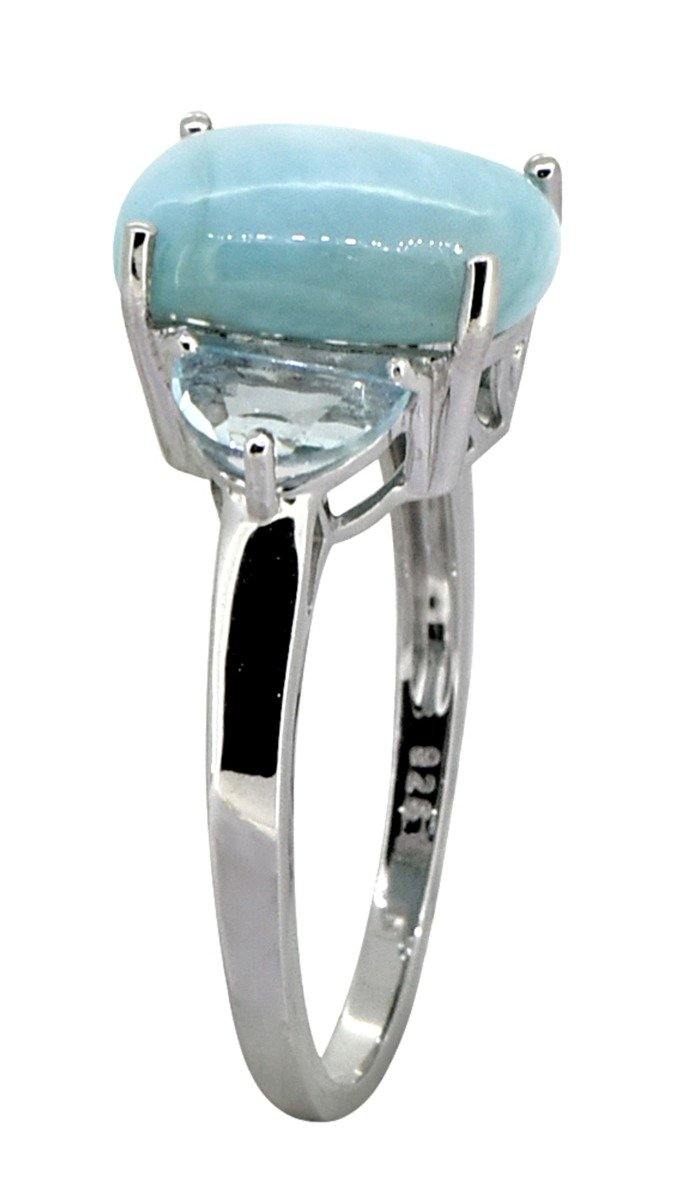 Larimar Sky Blue Topaz Solid 925 Sterling Silver Ring - YoTreasure