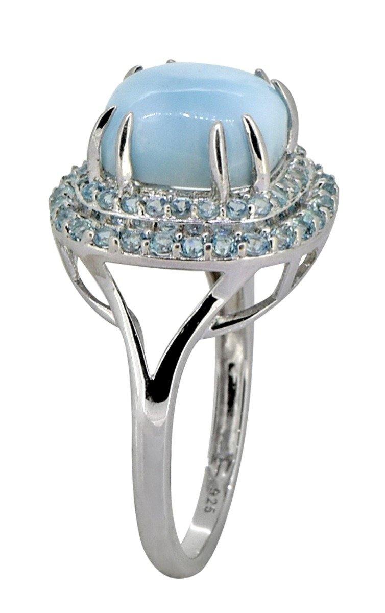 5.63 Ct. Larimar Swiss Blue Topaz Solid 925 Sterling Silver Designer Ring Jewelry - YoTreasure