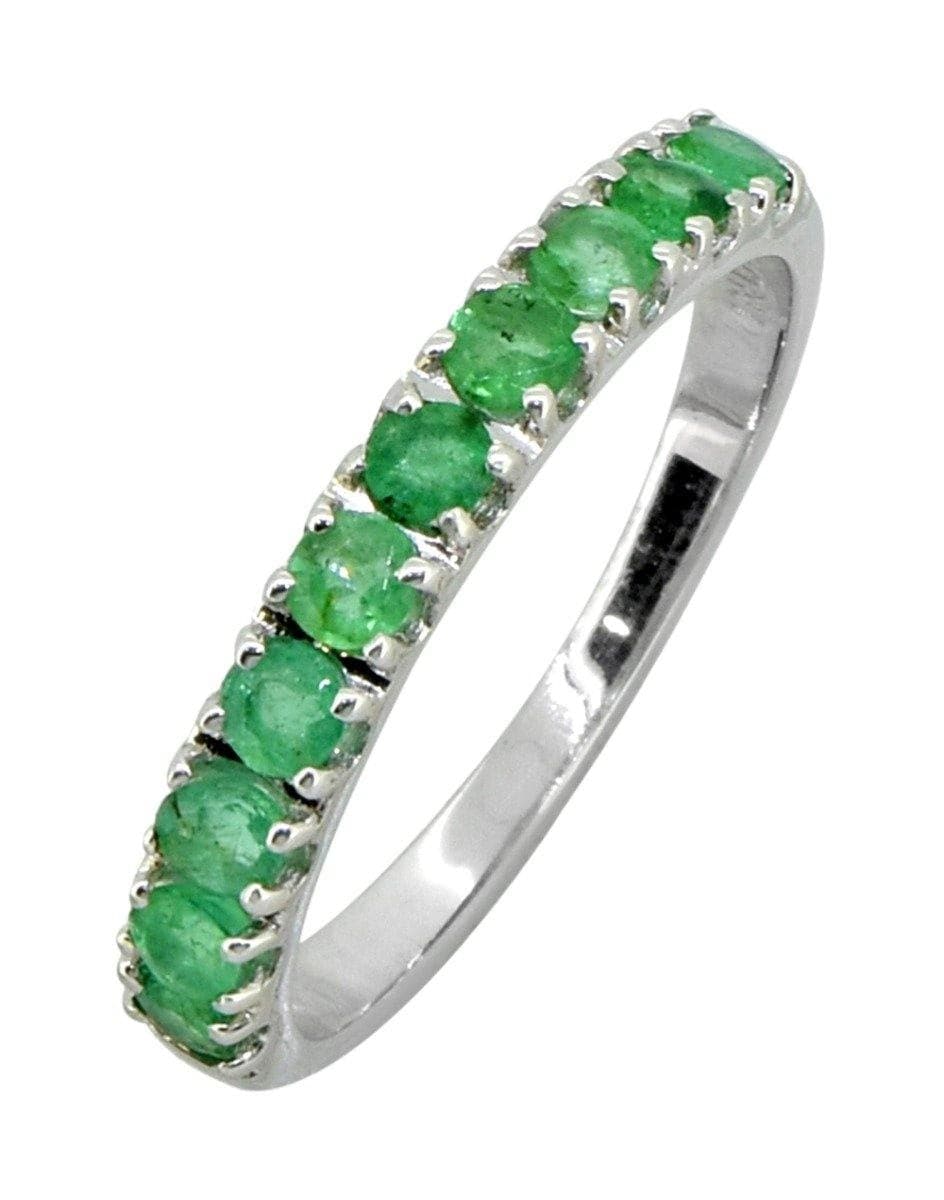 0.65 Ct. Sakota Emerald Solid 925 Sterling Silver Eternity Band Ring Jewelry - YoTreasure