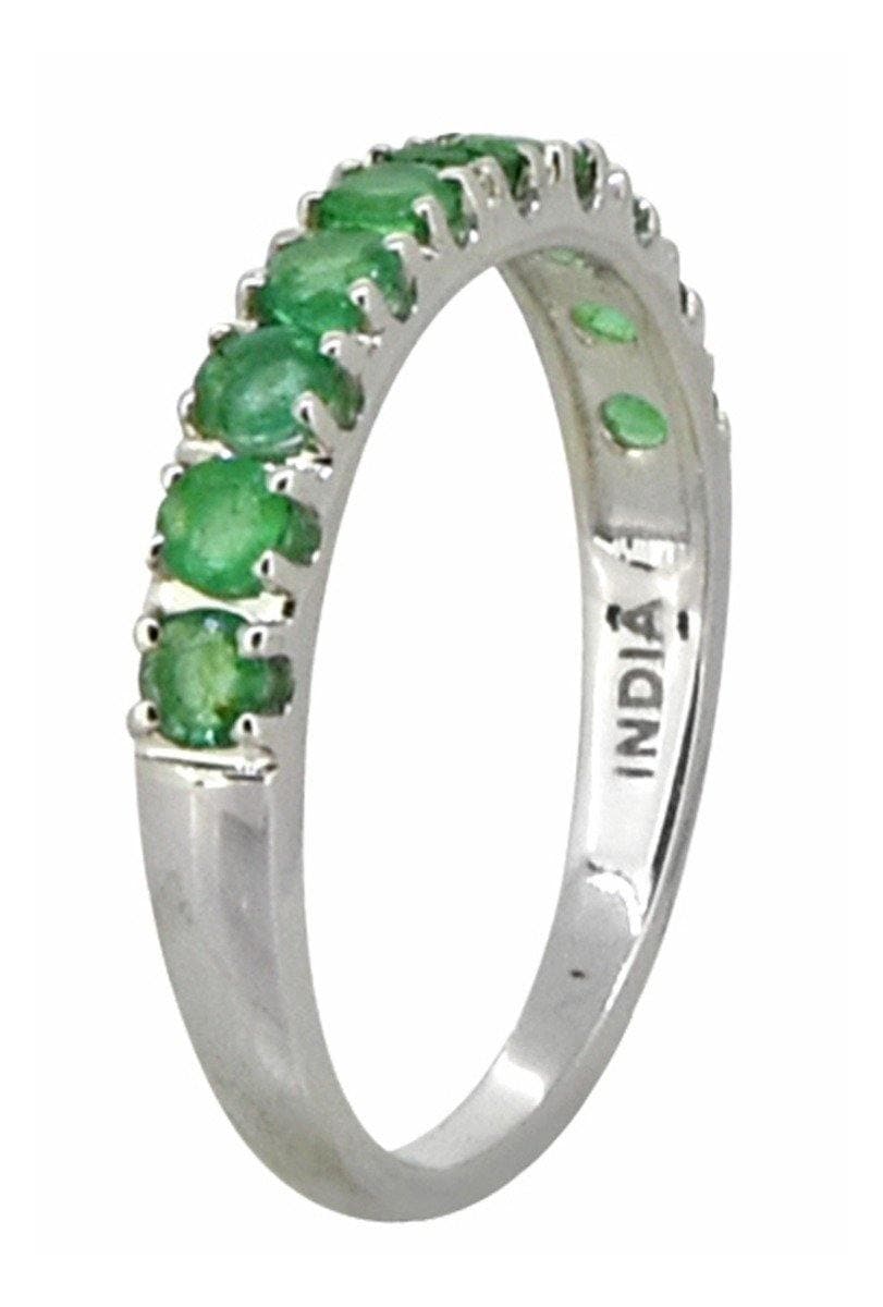 0.65 Ct. Sakota Emerald Solid 925 Sterling Silver Eternity Band Ring Jewelry - YoTreasure