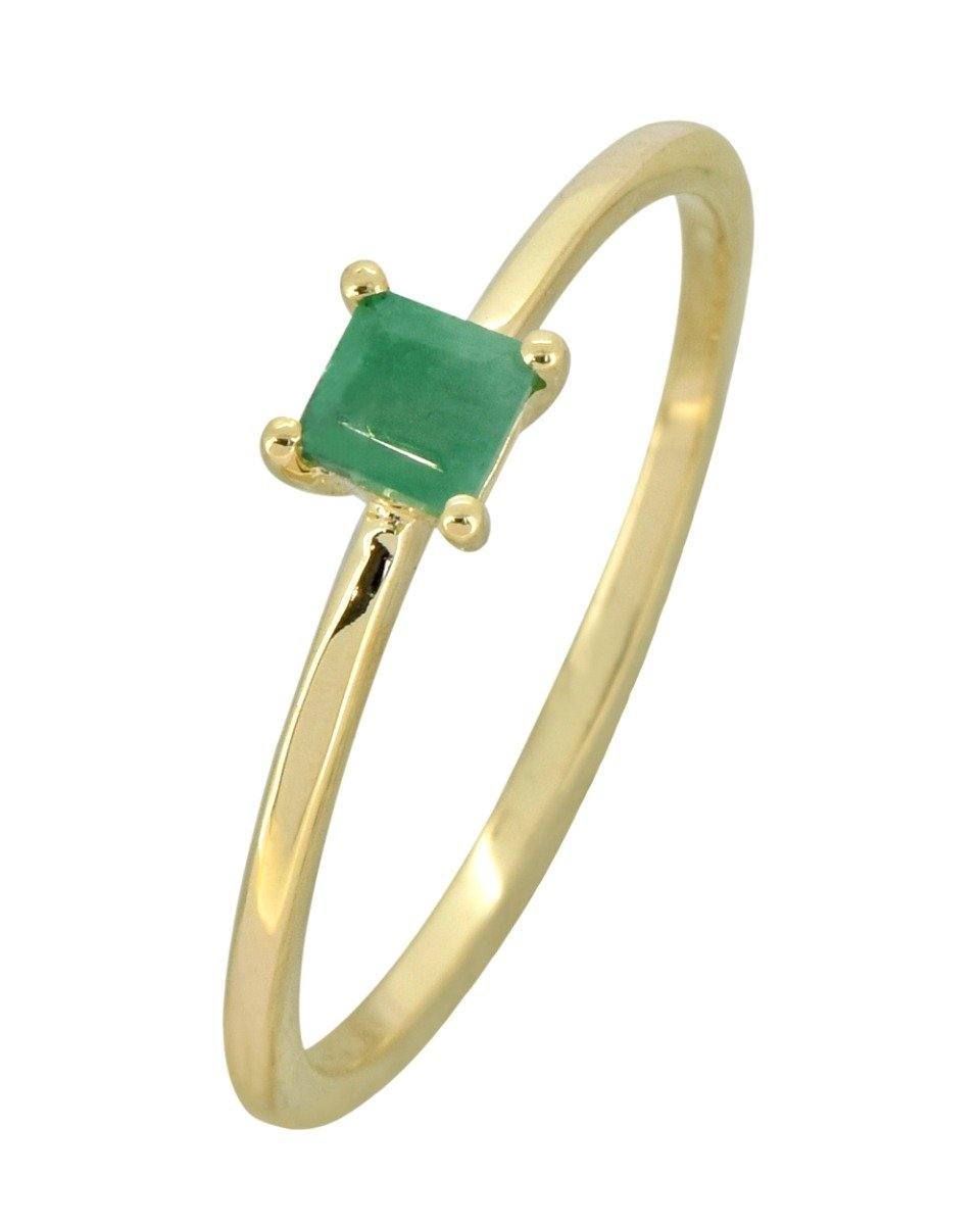 Sakota Emerald Solid 10K Yellow Gold Gemstone Ring - YoTreasure