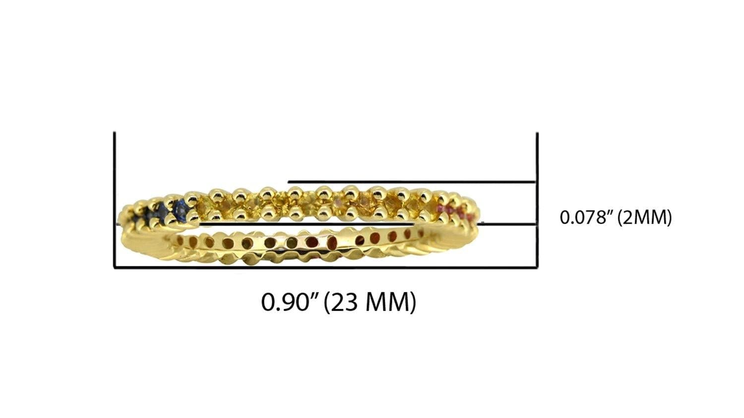0.82 Ct Multi Sapphire Solid 14k Yellow Gold Band Ring Jewelry - YoTreasure