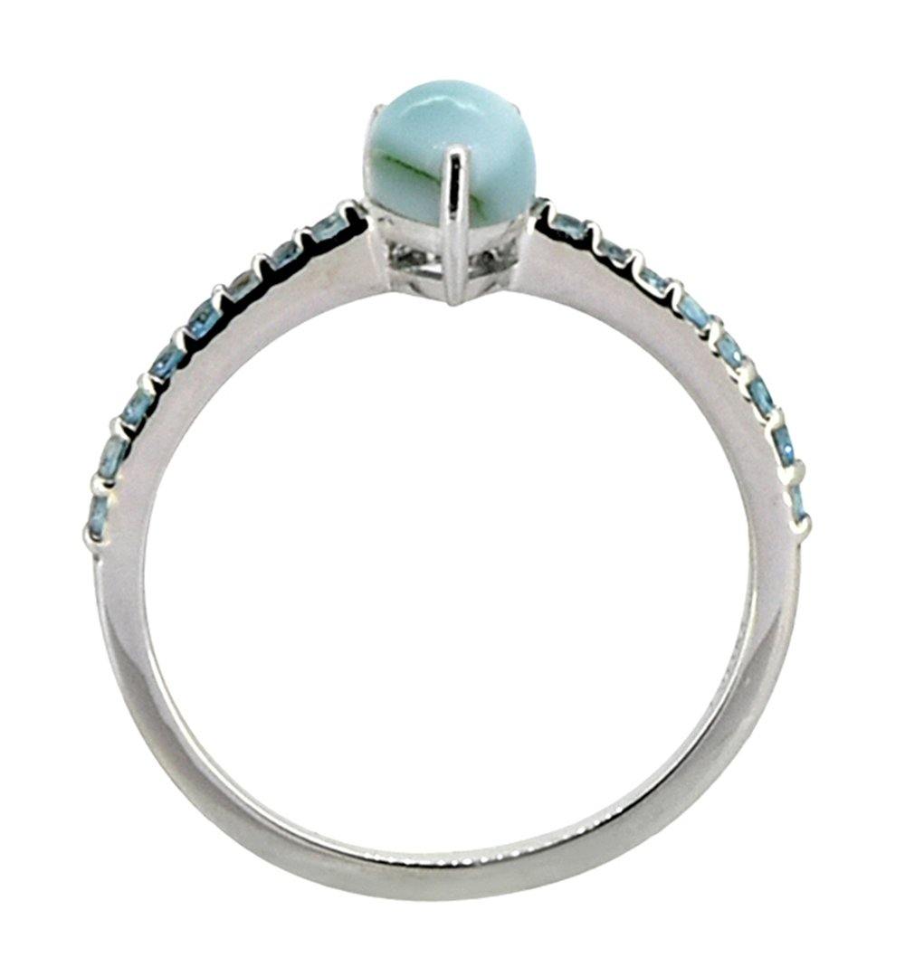 1.19 Ct Larimar London Blue Topaz Solid 925 Sterling Silver Ring Jewelry - YoTreasure