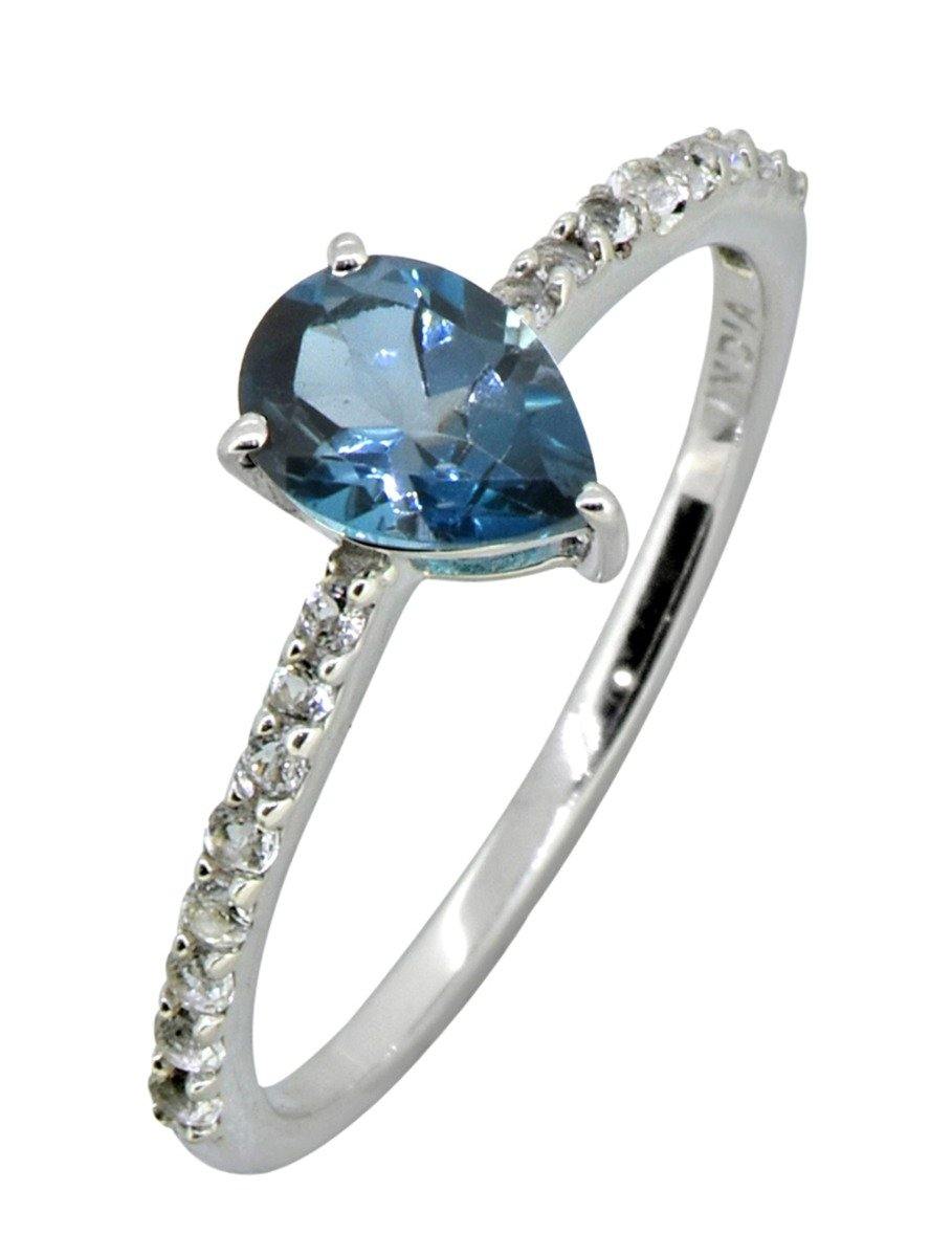 1.08 Ct. London Blue Topaz Solid 925 Sterling Silver Ring Jewelry - YoTreasure