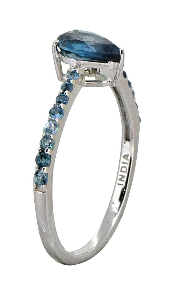 0.85 Ct London Blue Topaz Solid 925 Sterling Silver Ring Jewelry - YoTreasure