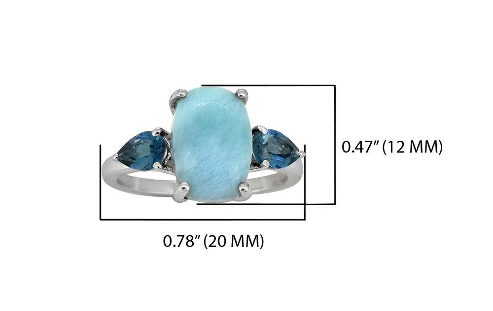 4.18 Ct. Larimar London Blue Topaz Solid 925 Sterling Silver Ring Jewelry - YoTreasure