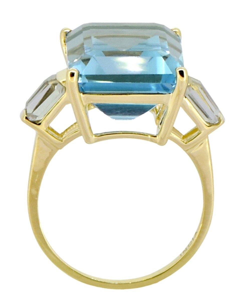 11.21 Ct Sky Blue Topaz Solid 14K Yellow Gold Ring Jewelry - YoTreasure