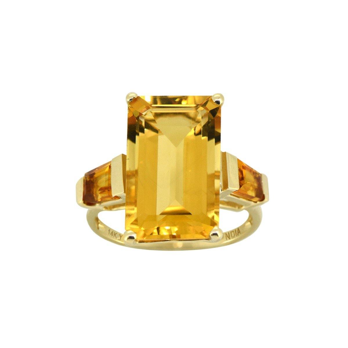 9.63 Ct Citrine Solid 14k Yellow Gold Ring Jewelry - YoTreasure