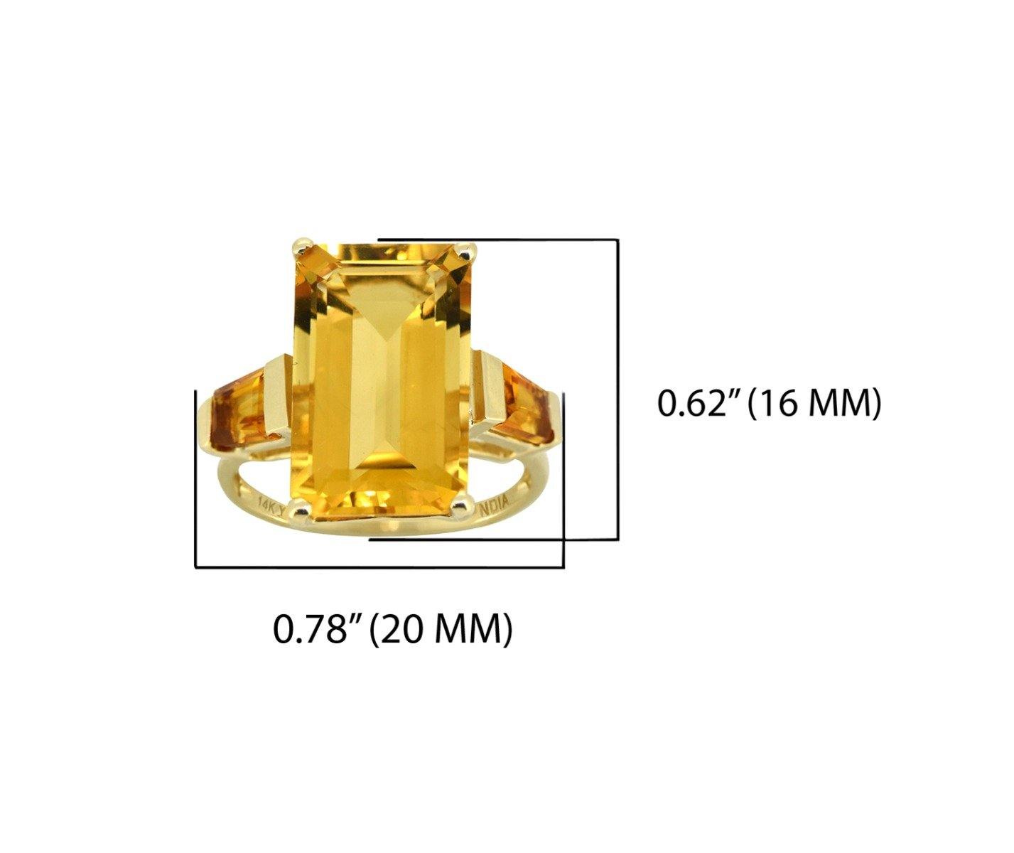 9.63 Ct Citrine Solid 14k Yellow Gold Ring Jewelry - YoTreasure