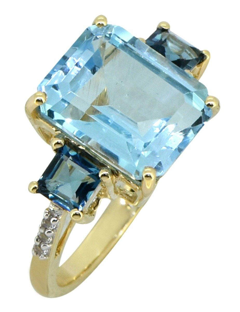 7.19 Ct Sky Blue Topaz Solid 14K Yellow Gold Women's Engagement Ring - YoTreasure