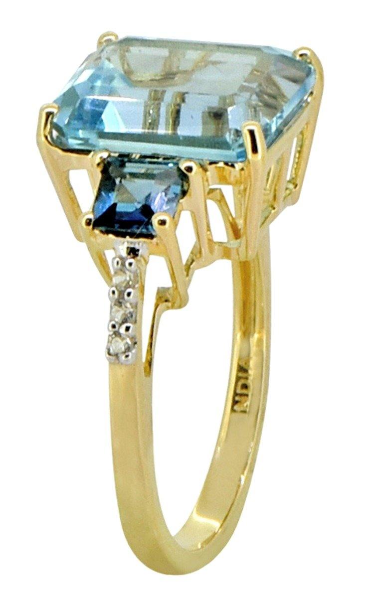 7.19 Ct Sky Blue Topaz Solid 14K Yellow Gold Women's Engagement Ring - YoTreasure