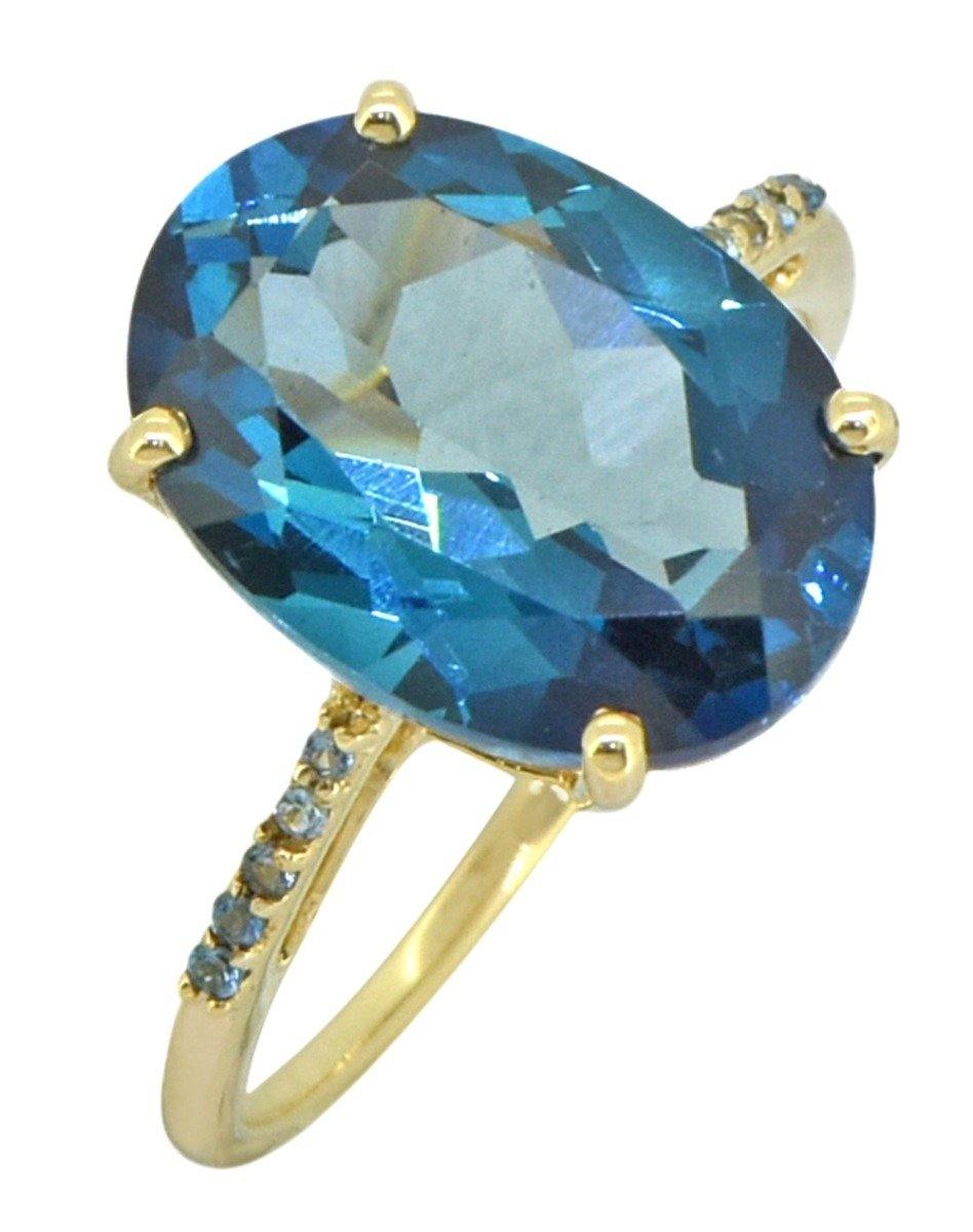 7.75 Ct London Blue Topaz Solid 14k Yellow Gold Designer Ring Jewelry - YoTreasure
