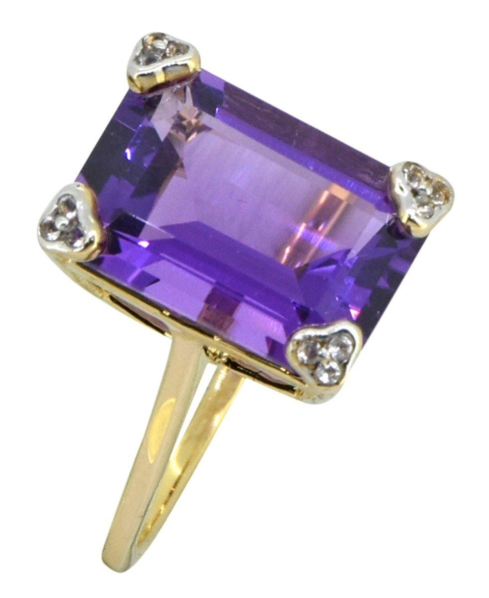 6.81 Ct African Amethyst Solid 14k Yellow Gold Ring Jewelry - YoTreasure