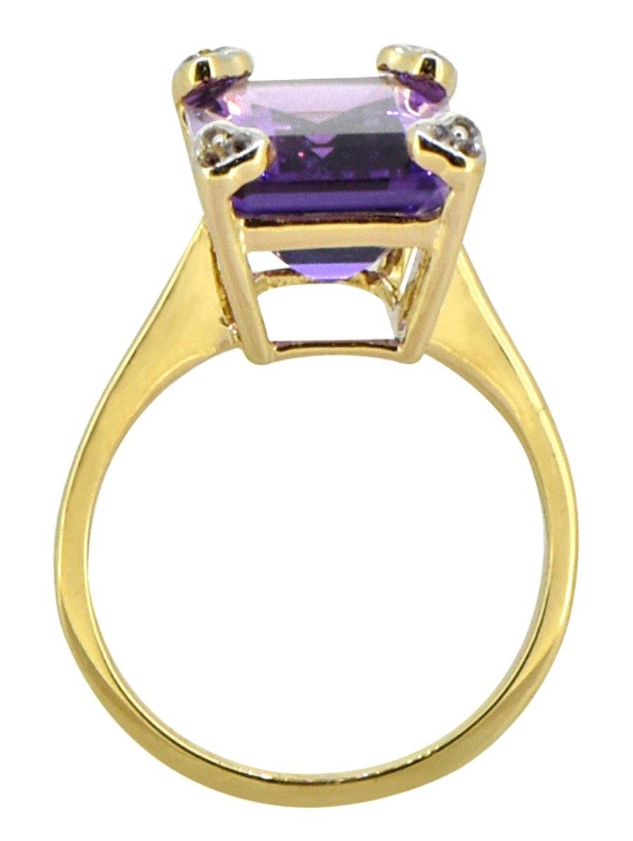 6.81 Ct African Amethyst Solid 14k Yellow Gold Ring Jewelry - YoTreasure