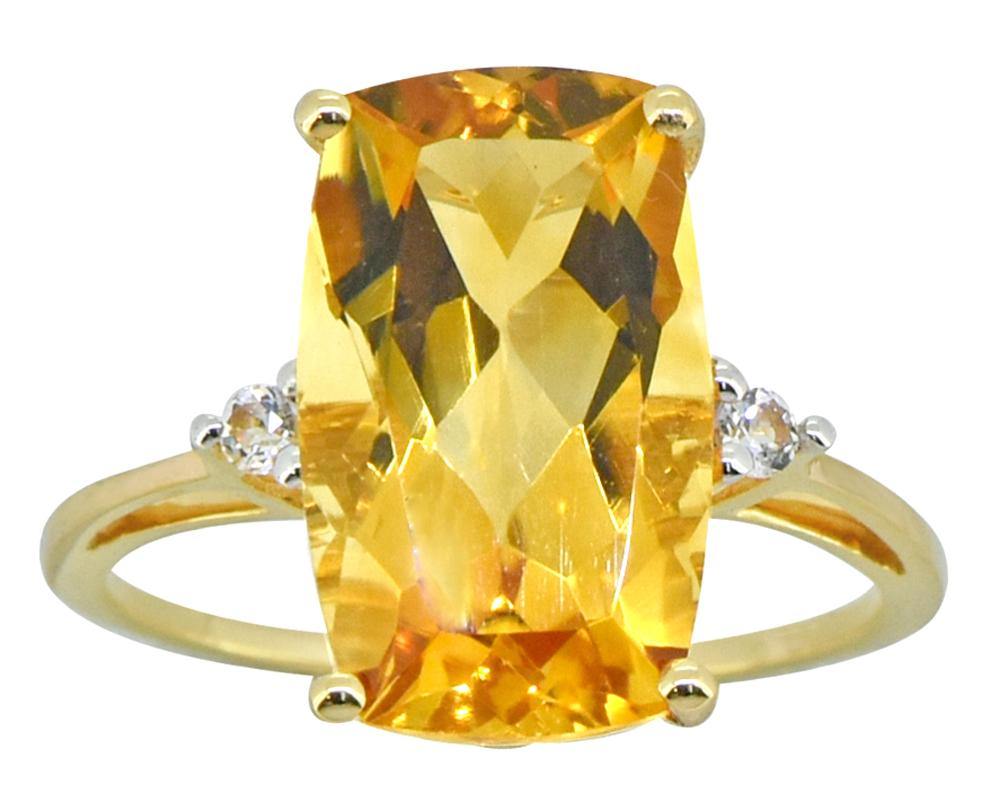 6.80 Ct Citrine White Topaz Solid 14k Yellow Gold Ring Jewelry - YoTreasure