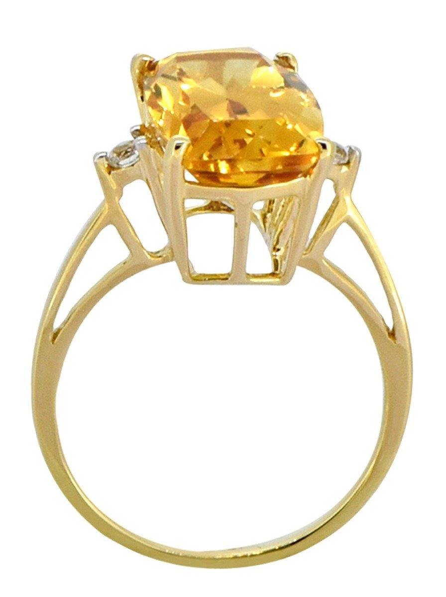 6.80 Ct Citrine White Topaz Solid 14k Yellow Gold Ring Jewelry - YoTreasure