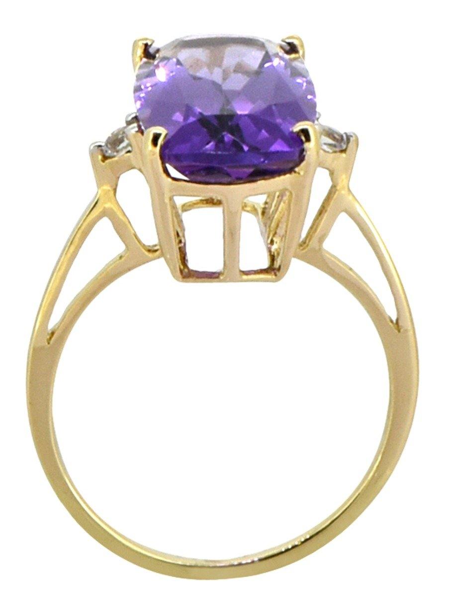 6.80 Ct Purple Amethyst Solid 14k Yellow Gold Ring Jewelry - YoTreasure
