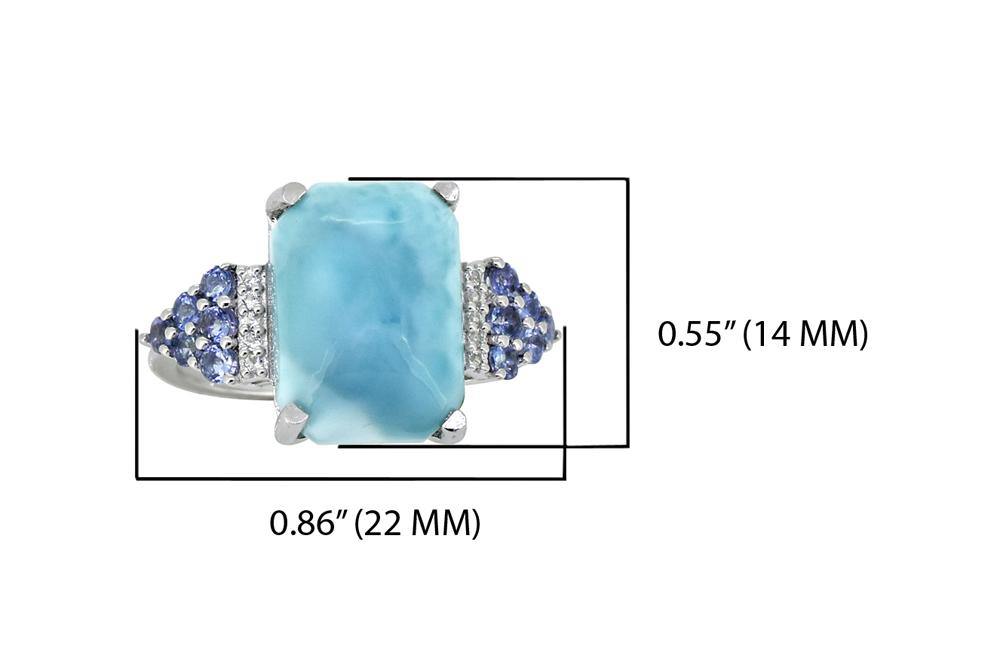 8.95 Ct. Larimar Tanzanite Solid 925 Sterling Silver Designer Ring Jewelry - YoTreasure