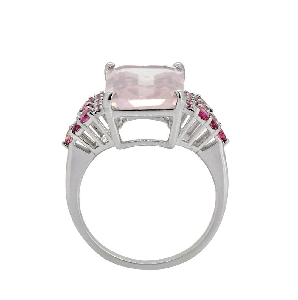 8.95 Ct. Rose Quartz Tourmaline Solid 925 Sterling Silver Designer Ring Jewelry - YoTreasure