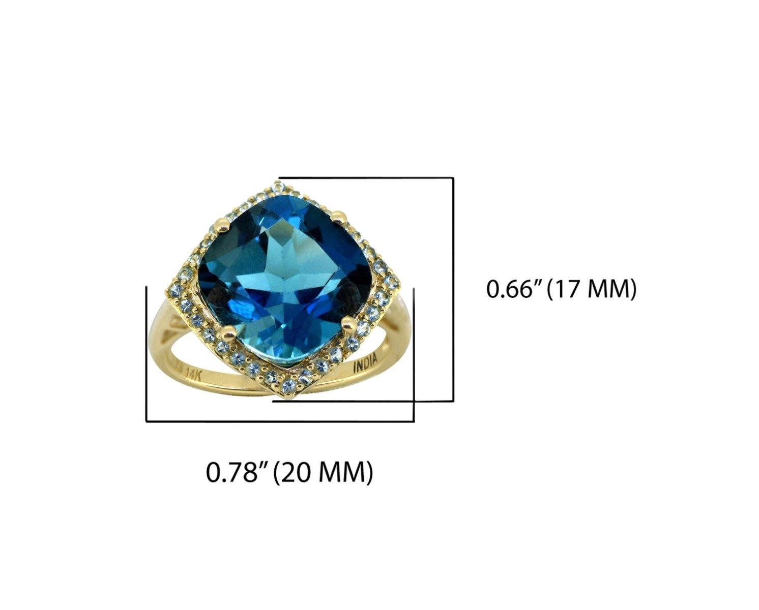 7.17 Ct London Blue Topaz Solid 14k Yellow Gold Ring Jewelry - YoTreasure