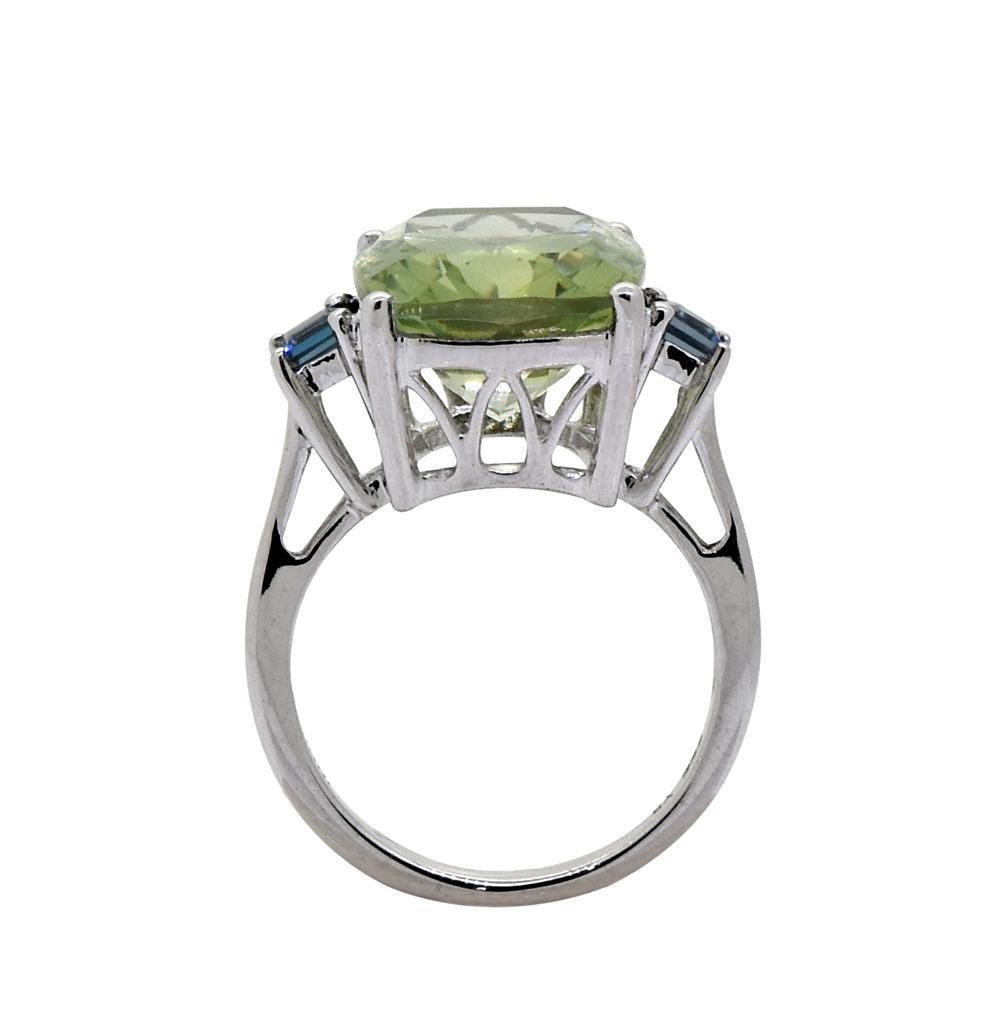 11.18 Ct Green Amethyst London Blue Topaz Solid 925 Sterling Silver Ring Jewelry - YoTreasure
