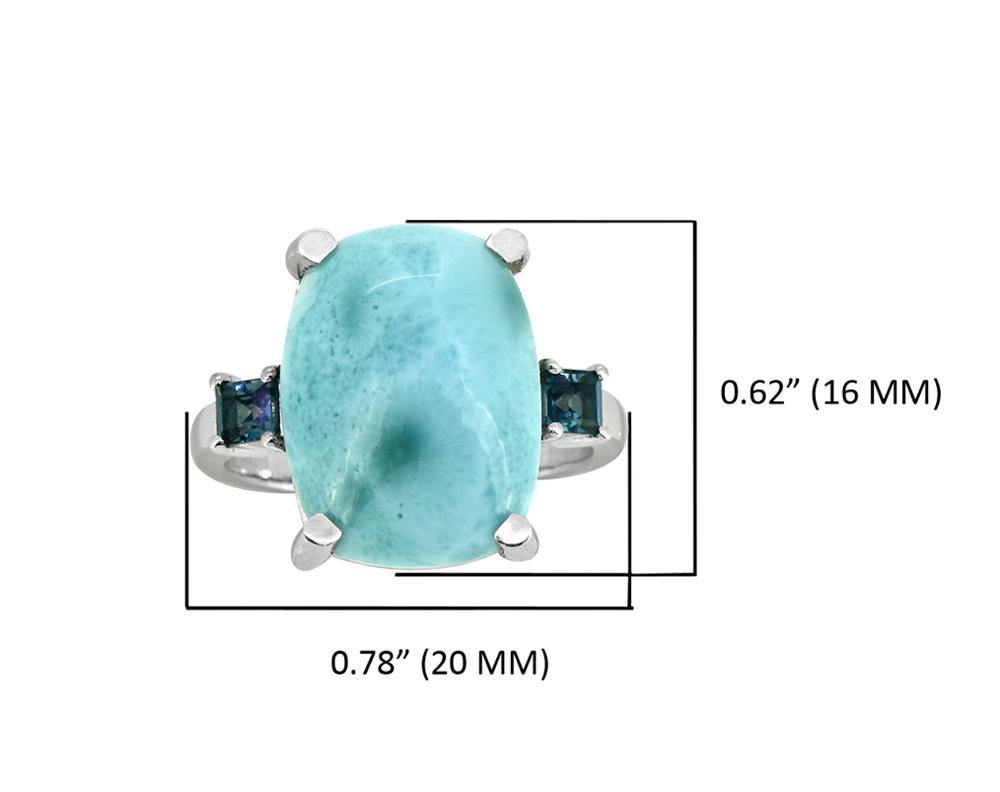 11.18 Ct. Larimar London Blue Topaz Solid 925 Sterling Silver Ring Jewelry - YoTreasure