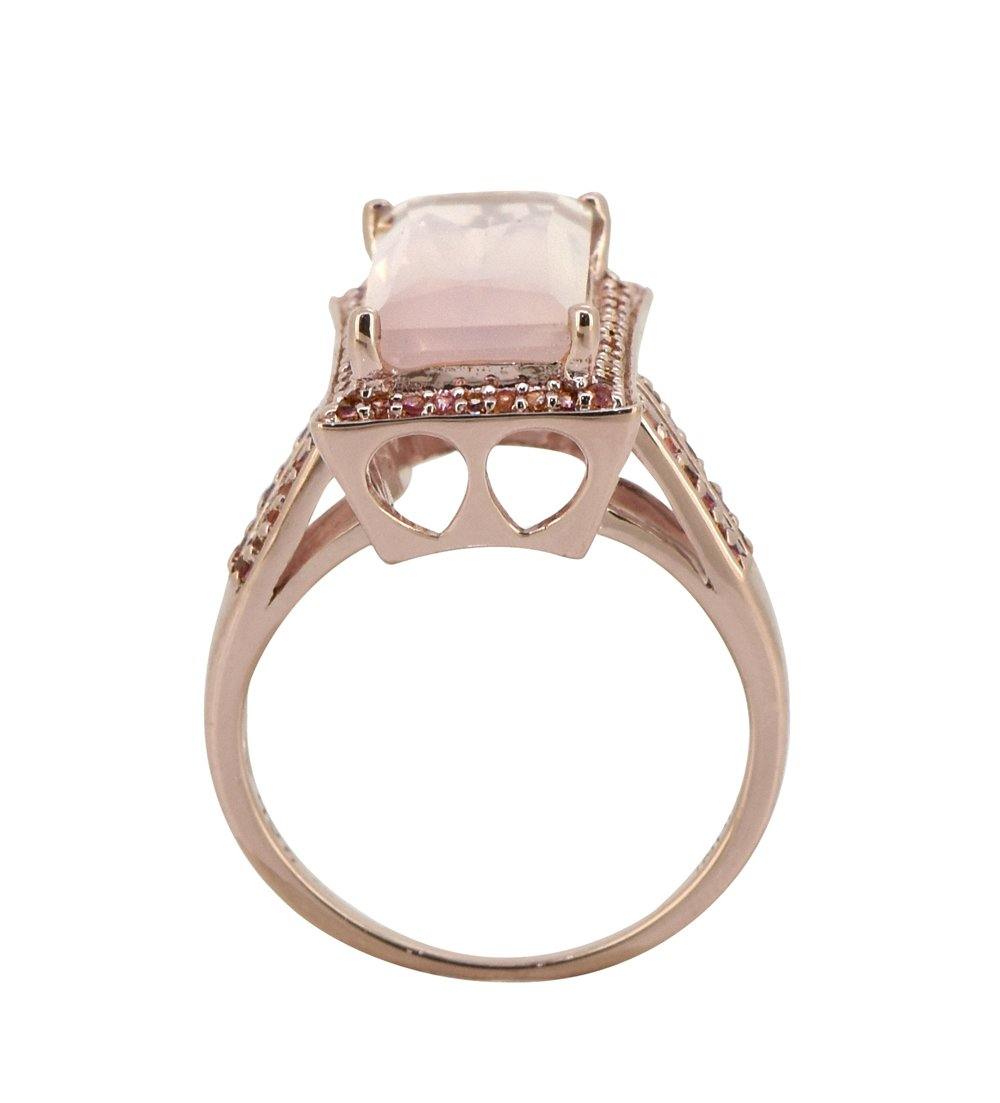 6.65 Ct Rose Quartz Pink Tourmaline Solid 925 Silver Gold Plated Ring Jewelry - YoTreasure