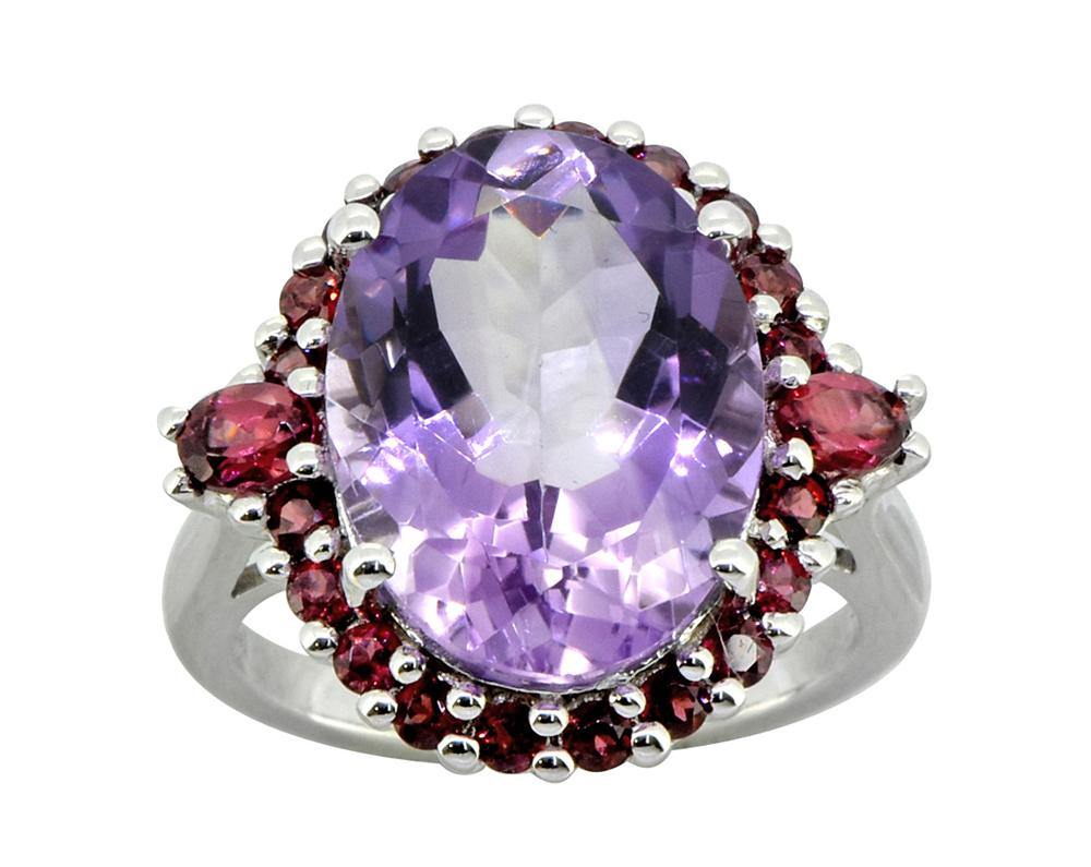 9.91 Ct. Pink Amethyst Solid 925 Sterling Silver Cluster Ring Jewelry - YoTreasure