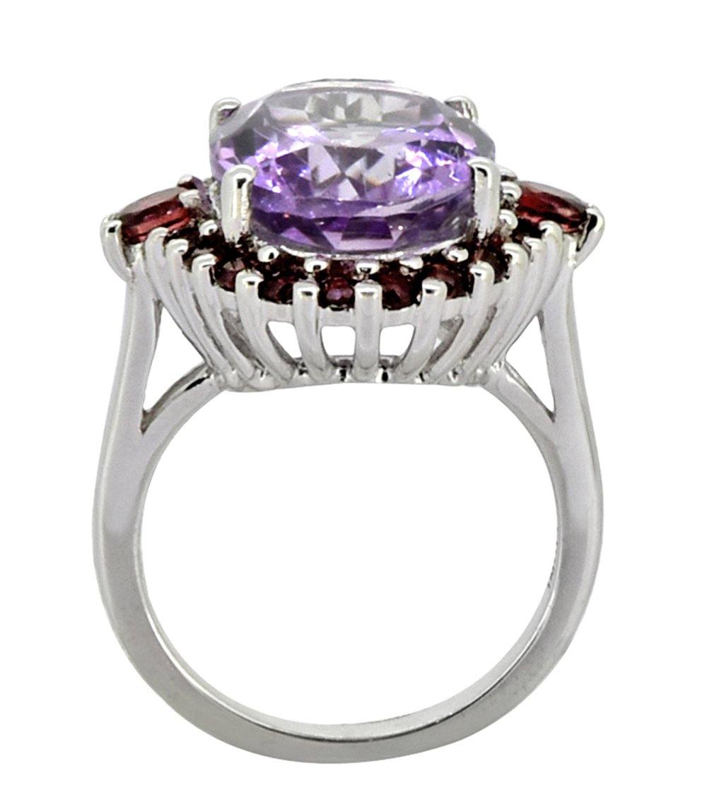 9.91 Ct. Pink Amethyst Solid 925 Sterling Silver Cluster Ring Jewelry - YoTreasure