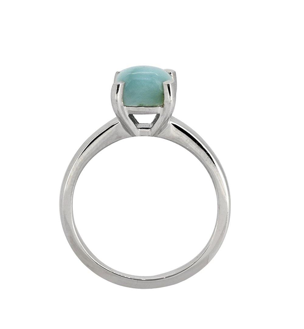 1.82 Ct. Larimar Solid 925 Sterling Silver Solitaire Ring Jewelry - YoTreasure